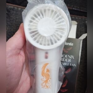 White Portable Fan with Phoenix Design
